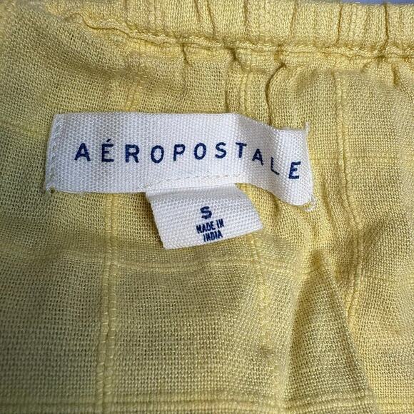 Aeropostale Cottagecore Romantic Buttery Yellow Off the Shoulder Crop Top Sz S - Picture 5 of 5